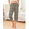 image:imageEkouaer 2 Pack Womens Capri Pajama Pants Printed Drawstring Comfy Pj Bottoms With PocketsLeopard  Black
