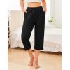image:imageEkouaer 2 Pack Womens Capri Pajama Pants Printed Drawstring Comfy Pj Bottoms With PocketsLeopard  Black