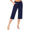 image:imageEkouaer 2 Pack Womens Capri Pajama Pants Printed Drawstring Comfy Pj Bottoms With PocketsNavy Blue