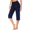 image:imageEkouaer 2 Pack Womens Capri Pajama Pants Printed Drawstring Comfy Pj Bottoms With PocketsNavy Blue