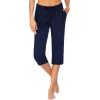 image:imageEkouaer 2 Pack Womens Capri Pajama Pants Printed Drawstring Comfy Pj Bottoms With PocketsNavy Blue