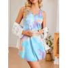 image:imageEkouaer 2 Pack Womens Sleeveless Sleep Shirts VNeck Tank Nightdress Chemise Nightgown Soft Pajama Sleepwear Lounge DressBlue Tie DyeNavy Floral