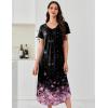 image:imageEkouaer 3 Pack Long Nightgowns for Women Plus Size House Dress Short Sleeve Night Gown V Neck Casual Nightshirt M5XLBlackBlack FloralLight Purple