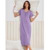 image:imageEkouaer 3 Pack Long Nightgowns for Women Plus Size House Dress Short Sleeve Night Gown V Neck Casual Nightshirt M5XLBlackBlack FloralLight Purple