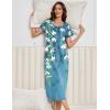 image:imageEkouaer 3 Pack Long Nightgowns for Women Plus Size House Dress Short Sleeve Night Gown V Neck Casual Nightshirt M5XLBlackBlue FloralLeopard