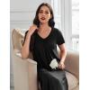 image:imageEkouaer 3 Pack Long Nightgowns for Women Plus Size House Dress Short Sleeve Night Gown V Neck Casual Nightshirt M5XLBlackBlue FloralLeopard