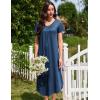 image:imageEkouaer 3 Pack Long Nightgowns for Women Plus Size House Dress Short Sleeve Night Gown V Neck Casual Nightshirt M5XLBlackBluePurple