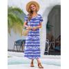 image:imageEkouaer 3 Pack Long Nightgowns for Women Plus Size House Dress Short Sleeve Night Gown V Neck Casual Nightshirt M5XLBlue FloralPink FloralBlue Striped