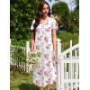 image:imageEkouaer 3 Pack Long Nightgowns for Women Plus Size House Dress Short Sleeve Night Gown V Neck Casual Nightshirt M5XLBlue FloralPink FloralBlue Striped