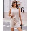 image:imageEkouaer Biker Short Sets Womens 2 Piece Lounge Set 2026 Summer Matching Outfits Sleeveless Loungewear clothingBeige