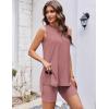 image:imageEkouaer Biker Short Sets Womens 2 Piece Lounge Set 2026 Summer Matching Outfits Sleeveless Loungewear clothingCamel