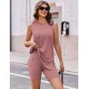 image:imageEkouaer Biker Short Sets Womens 2 Piece Lounge Set 2026 Summer Matching Outfits Sleeveless Loungewear clothingCamel