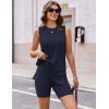 image:imageEkouaer Biker Short Sets Womens 2 Piece Lounge Set 2026 Summer Matching Outfits Sleeveless Loungewear clothingNavy