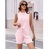 image:imageEkouaer Biker Short Sets Womens 2 Piece Lounge Set 2026 Summer Matching Outfits Sleeveless Loungewear clothingPink