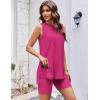 image:imageEkouaer Biker Short Sets Womens 2 Piece Lounge Set 2026 Summer Matching Outfits Sleeveless Loungewear clothingRose Pink