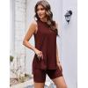 image:imageEkouaer Biker Short Sets Womens 2 Piece Lounge Set 2026 Summer Matching Outfits Sleeveless Loungewear clothingWine Red