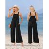 image:imageEkouaer Casual Jumpsuits for Women Adjustable Straps Overalls One Piece Jumpsuit Wide Leg Rompers With Pockets SXXLBlack