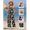 image:imageEkouaer Casual Jumpsuits for Women Adjustable Straps Overalls One Piece Jumpsuit Wide Leg Rompers With Pockets SXXLBlack Flowers