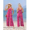 image:imageEkouaer Casual Jumpsuits for Women Adjustable Straps Overalls One Piece Jumpsuit Wide Leg Rompers With Pockets SXXLHot Pink Floral