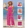 image:imageEkouaer Casual Jumpsuits for Women Adjustable Straps Overalls One Piece Jumpsuit Wide Leg Rompers With Pockets SXXLHot Pink Floral