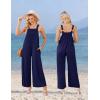 image:imageEkouaer Casual Jumpsuits for Women Adjustable Straps Overalls One Piece Jumpsuit Wide Leg Rompers With Pockets SXXLNavy Blue