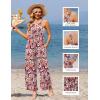 image:imageEkouaer Casual Jumpsuits for Women Adjustable Straps Overalls One Piece Jumpsuit Wide Leg Rompers With Pockets SXXLPink Daisies