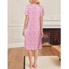 image:imageEkouaer Cotton Nightgowns for Women Short Sleeve House Dress Pleated Night Gown Button Sleep Shirt Ladies NightdressFloral Pink