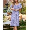 image:imageEkouaer Cotton Nightgowns for Women Short Sleeve House Dress Pleated Night Gown Button Sleep Shirt Ladies NightdressFloral Purple
