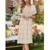 image:imageEkouaer Cotton Nightgowns for Women Short Sleeve House Dress Pleated Night Gown Button Sleep Shirt Ladies NightdressFloral Yellow