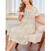 image:imageEkouaer Cotton Nightgowns for Women Short Sleeve House Dress Pleated Night Gown Button Sleep Shirt Ladies NightdressFloral Yellow