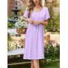 image:imageEkouaer Cotton Nightgowns for Women Short Sleeve House Dress Pleated Night Gown Button Sleep Shirt Ladies NightdressLavender Purple