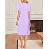 image:imageEkouaer Cotton Nightgowns for Women Short Sleeve House Dress Pleated Night Gown Button Sleep Shirt Ladies NightdressLavender Purple