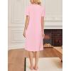 image:imageEkouaer Cotton Nightgowns for Women Short Sleeve House Dress Pleated Night Gown Button Sleep Shirt Ladies NightdressLight Pink