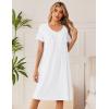 image:imageEkouaer Cotton Nightgowns for Women Short Sleeve Night Gown V Neck Button Sleep Shirt Soft House DressWhite