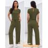 image:imageEkouaer Jumpsuits for Women 2026 Summer Casual Round Neck Pleated Front Womens Rompers With Pockets Vacation OutfitsArmy Green