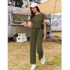 image:imageEkouaer Jumpsuits for Women 2026 Summer Casual Round Neck Pleated Front Womens Rompers With Pockets Vacation OutfitsArmy Green