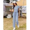 image:imageEkouaer Jumpsuits for Women 2026 Summer Casual Round Neck Pleated Front Womens Rompers With Pockets Vacation OutfitsBlue