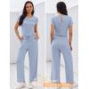 image:imageEkouaer Jumpsuits for Women 2026 Summer Casual Round Neck Pleated Front Womens Rompers With Pockets Vacation OutfitsBlue