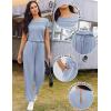 image:imageEkouaer Jumpsuits for Women 2026 Summer Casual Round Neck Pleated Front Womens Rompers With Pockets Vacation OutfitsBlue