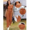 image:imageEkouaer Jumpsuits for Women 2026 Summer Casual Round Neck Pleated Front Womens Rompers With Pockets Vacation OutfitsCamel