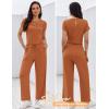 image:imageEkouaer Jumpsuits for Women 2026 Summer Casual Round Neck Pleated Front Womens Rompers With Pockets Vacation OutfitsCamel