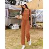image:imageEkouaer Jumpsuits for Women 2026 Summer Casual Round Neck Pleated Front Womens Rompers With Pockets Vacation OutfitsCamel