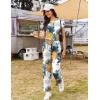 image:imageEkouaer Jumpsuits for Women 2026 Summer Casual Round Neck Pleated Front Womens Rompers With Pockets Vacation OutfitsMulti Teal