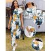 image:imageEkouaer Jumpsuits for Women 2026 Summer Casual Round Neck Pleated Front Womens Rompers With Pockets Vacation OutfitsMulti Teal