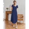 image:imageEkouaer Long Nightgowns for Women Bamboo Viscose Sleepshirt Short Sleeve Night Gown V Neck House DressNavy Blue