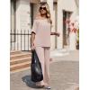 image:imageEkouaer Lounge Sets for Women Off Shoulder Short Sleeve Tops and Long Pants 2 Piece Set Summer Soft Matching OutfitBeige