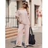 image:imageEkouaer Lounge Sets for Women Off Shoulder Short Sleeve Tops and Long Pants 2 Piece Set Summer Soft Matching OutfitBeige