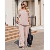image:imageEkouaer Lounge Sets for Women Off Shoulder Short Sleeve Tops and Long Pants 2 Piece Set Summer Soft Matching OutfitBeige