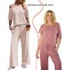 image:imageEkouaer Lounge Sets for Women Off Shoulder Short Sleeve Tops and Long Pants 2 Piece Set Summer Soft Matching OutfitBeige