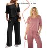image:imageEkouaer Lounge Sets for Women Off Shoulder Short Sleeve Tops and Long Pants 2 Piece Set Summer Soft Matching OutfitBlack